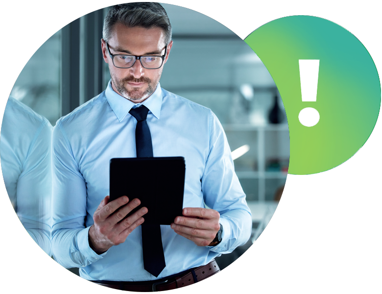Mann mit Tablet